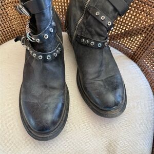 A.S.98 Black Leather Ankle Boots